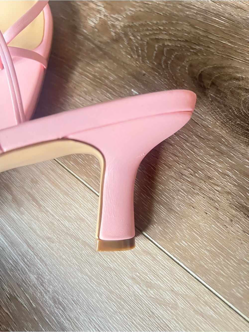 Abercrombie & Fitch Pink Strappy Square Toe Kitten Heel Sandals Size 12 - Picture 5 of 10